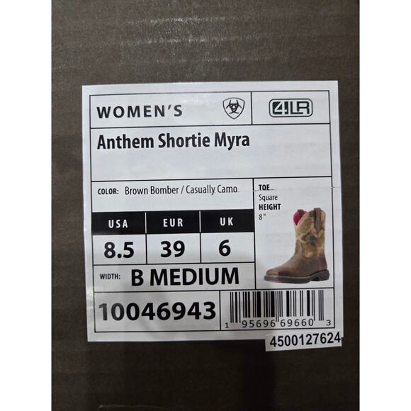 Ariat Anthem Shortie Myra Cowboy Boots‎ Brown Bomber Casually Camo 7.5B Western - Picture 7 of 7